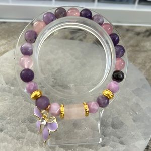 Handcrafted bracelet with crystals and charms